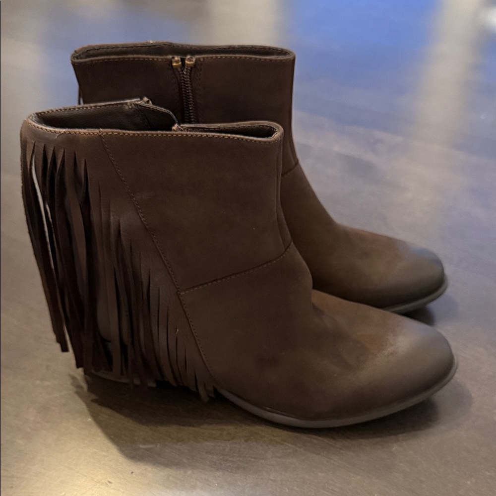 Steven By Steve Madden Brown Fringe Ankle Boots
